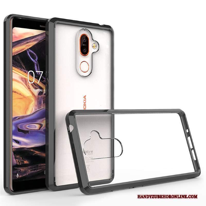 Custodia Nokia 7 Plus Protezione Telaio Nero, Cover Nokia 7 Plus Trasparentetelefono