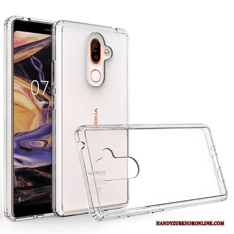 Custodia Nokia 7 Plus Protezione Telaio Nero, Cover Nokia 7 Plus Trasparentetelefono