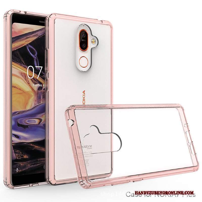 Custodia Nokia 7 Plus Protezione Telaio Nero, Cover Nokia 7 Plus Trasparentetelefono