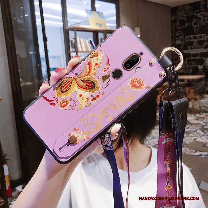 Custodia Nokia 7 Plus Rosa Pu, Cover Nokia 7 Plus Telefono Anti-caduta