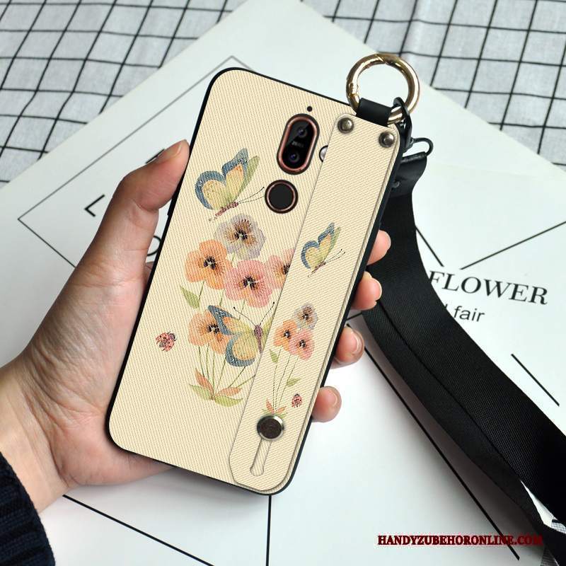 Custodia Nokia 7 Plus Silicone Telefono Ornamenti Appesi, Cover Nokia 7 Plus Protezione Farfalla Fiori