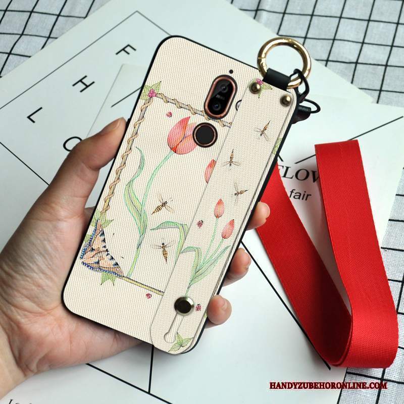 Custodia Nokia 7 Plus Silicone Telefono Ornamenti Appesi, Cover Nokia 7 Plus Protezione Farfalla Fiori