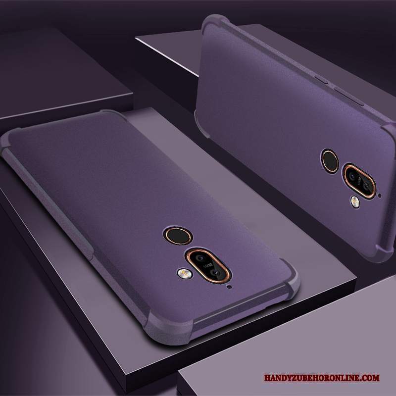 Custodia Nokia 7 Plus Silicone Tutto Incluso Anti-caduta, Cover Nokia 7 Plus Protezione Telefono Porpora