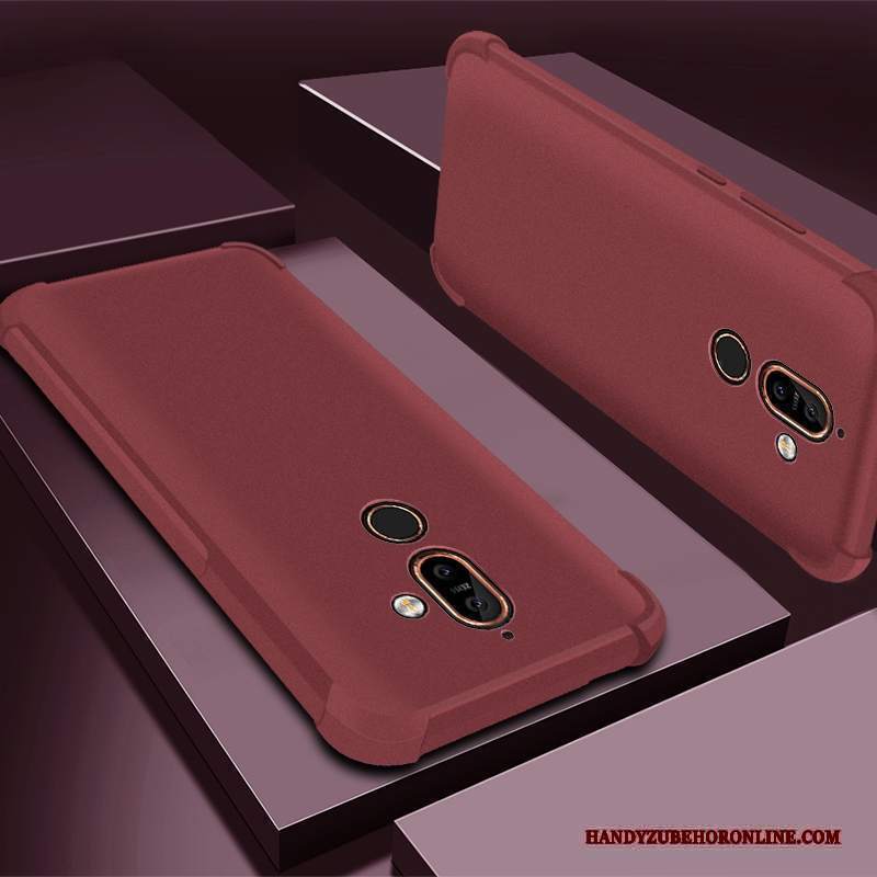 Custodia Nokia 7 Plus Silicone Tutto Incluso Anti-caduta, Cover Nokia 7 Plus Protezione Telefono Porpora