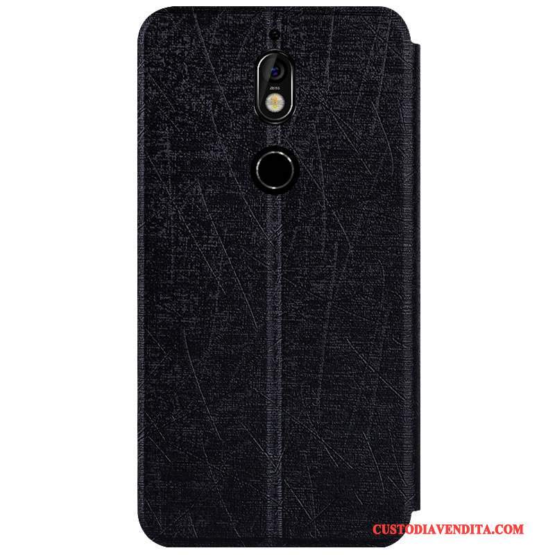 Custodia Nokia 7 Protezione Argento Anti-caduta, Cover Nokia 7 Folio Supportotelefono