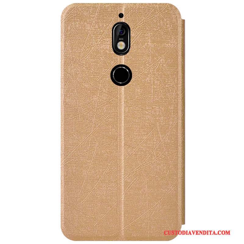 Custodia Nokia 7 Protezione Argento Anti-caduta, Cover Nokia 7 Folio Supportotelefono