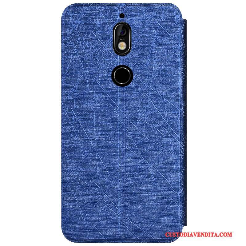 Custodia Nokia 7 Protezione Argento Anti-caduta, Cover Nokia 7 Folio Supportotelefono