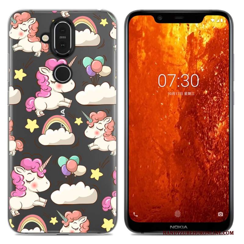 Custodia Nokia 8.1 Cartone Animato Morbido Rosa, Cover Nokia 8.1 Telefono Anti-caduta