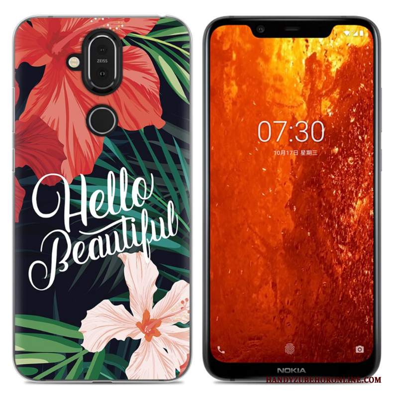 Custodia Nokia 8.1 Cartone Animato Morbido Rosa, Cover Nokia 8.1 Telefono Anti-caduta