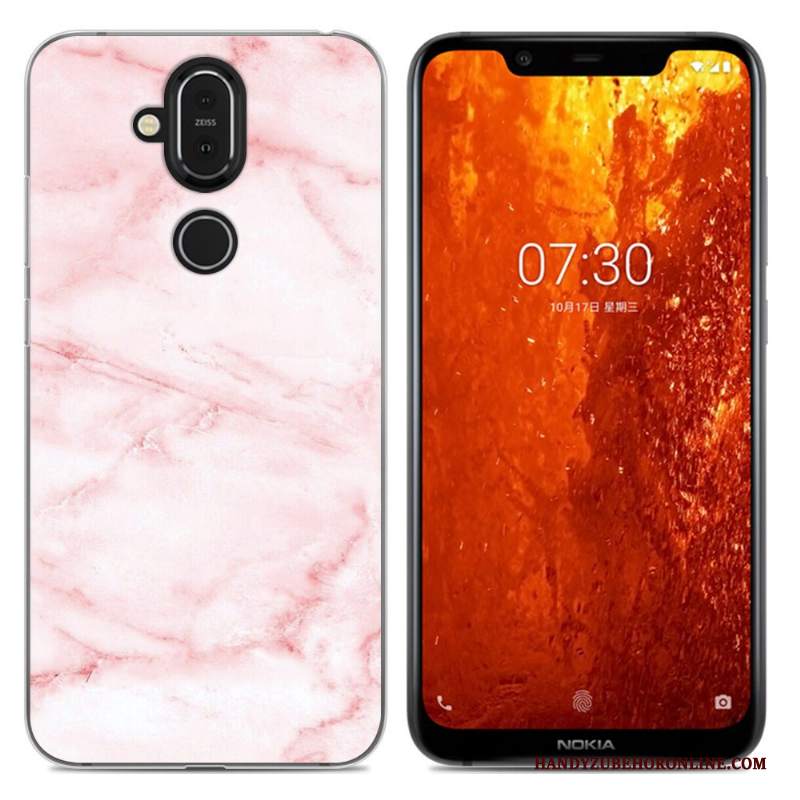 Custodia Nokia 8.1 Cartone Animato Morbido Rosa, Cover Nokia 8.1 Telefono Anti-caduta