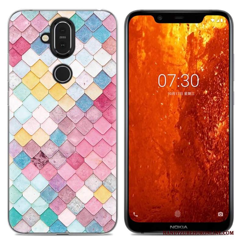 Custodia Nokia 8.1 Cartone Animato Morbido Rosa, Cover Nokia 8.1 Telefono Anti-caduta