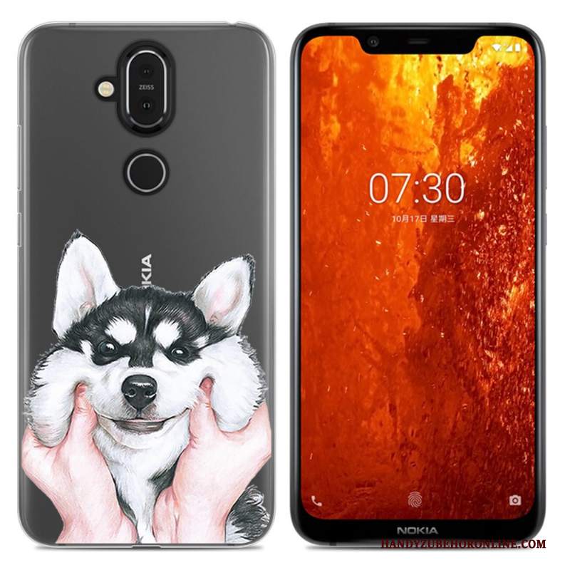 Custodia Nokia 8.1 Cartone Animato Morbido Rosa, Cover Nokia 8.1 Telefono Anti-caduta