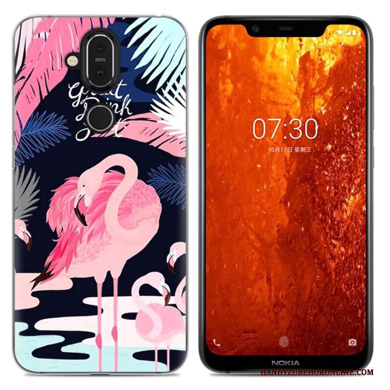 Custodia Nokia 8.1 Cartone Animato Morbido Rosa, Cover Nokia 8.1 Telefono Anti-caduta