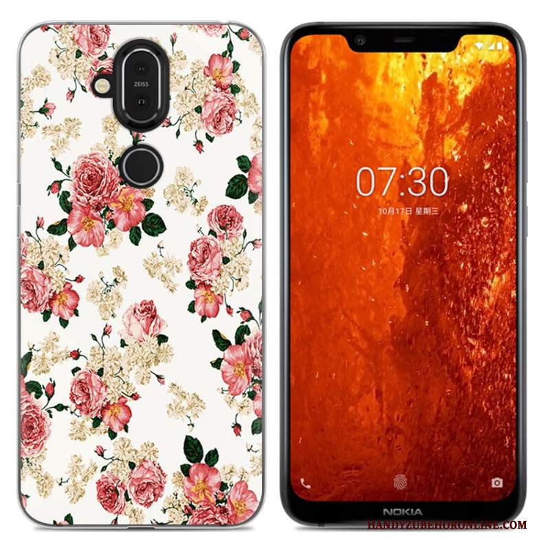 Custodia Nokia 8.1 Cartone Animato Morbido Rosa, Cover Nokia 8.1 Telefono Anti-caduta