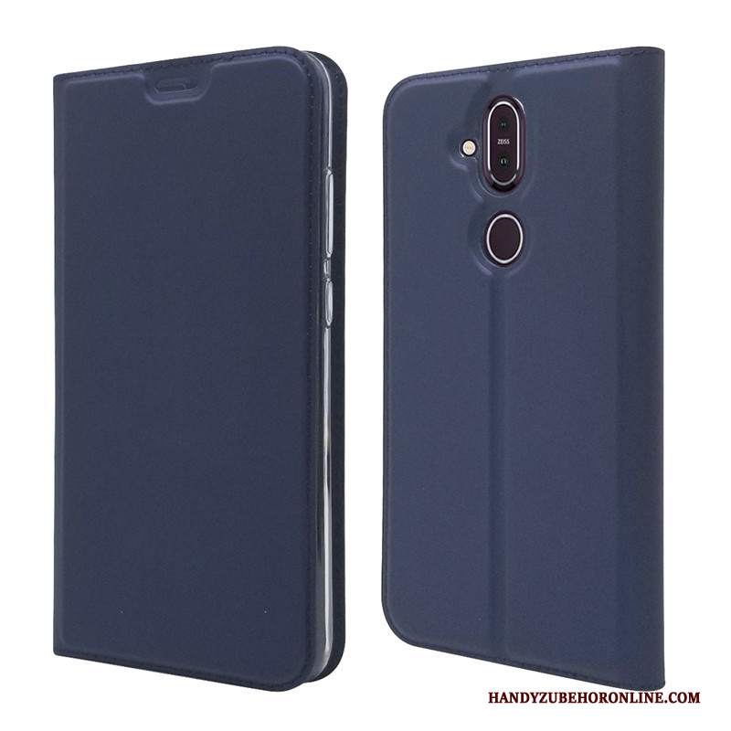 Custodia Nokia 8.1 Pelle Carta Anti-caduta, Cover Nokia 8.1 Portafoglio Nerotelefono