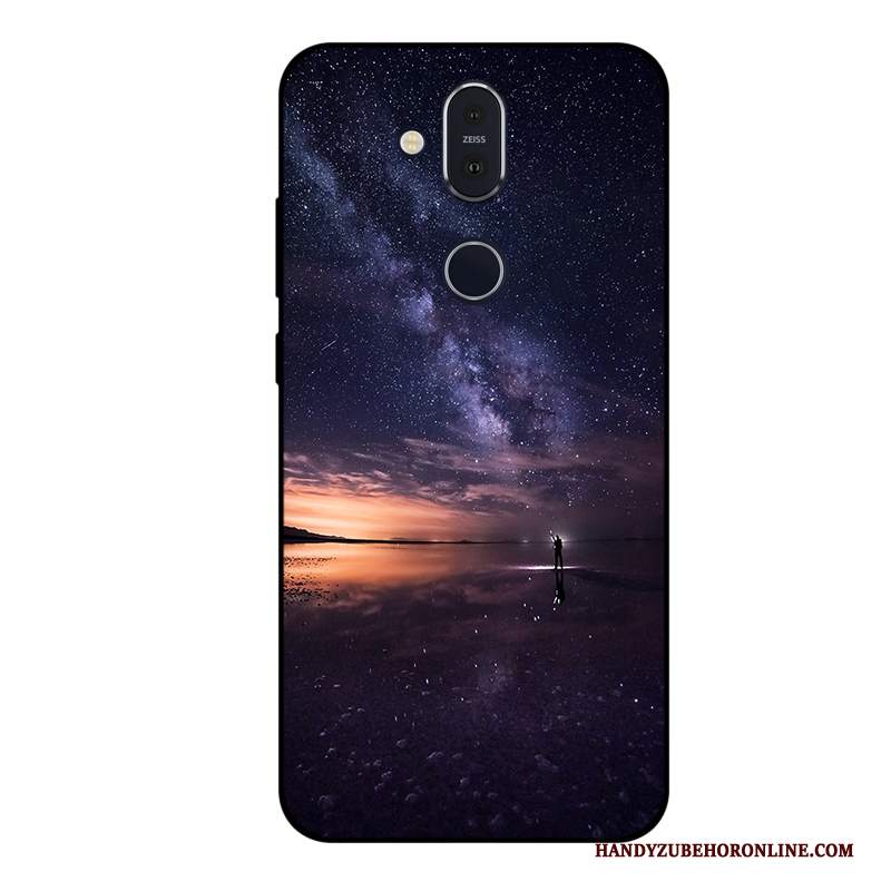 Custodia Nokia 8.1 Protezione Anti-caduta Stellato, Cover Nokia 8.1 Morbido Porpora