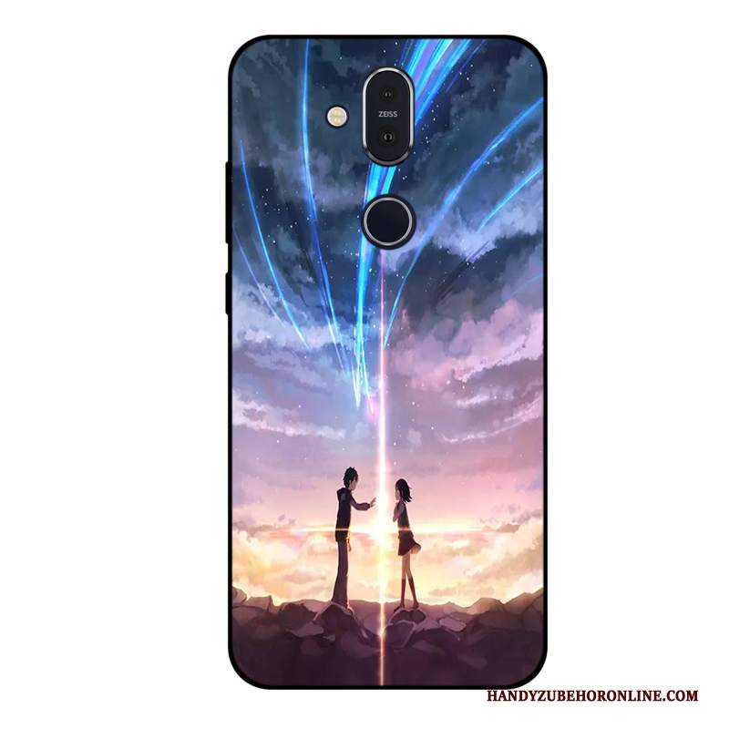 Custodia Nokia 8.1 Protezione Anti-caduta Stellato, Cover Nokia 8.1 Morbido Porpora