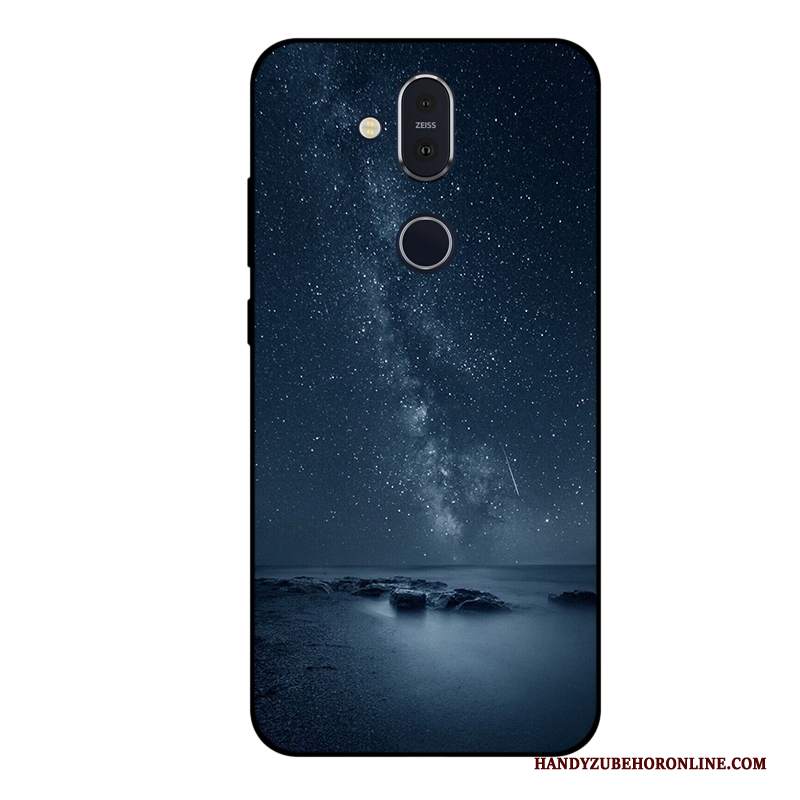 Custodia Nokia 8.1 Protezione Anti-caduta Stellato, Cover Nokia 8.1 Morbido Porpora