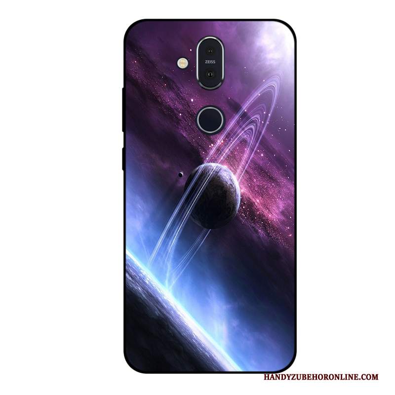 Custodia Nokia 8.1 Protezione Anti-caduta Stellato, Cover Nokia 8.1 Morbido Porpora