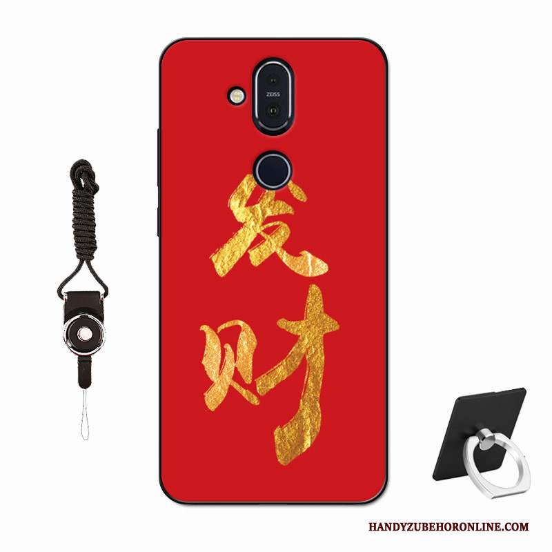 Custodia Nokia 8.1 Silicone Telefono Macchiati, Cover Nokia 8.1 Protezione Net Red Anti-caduta