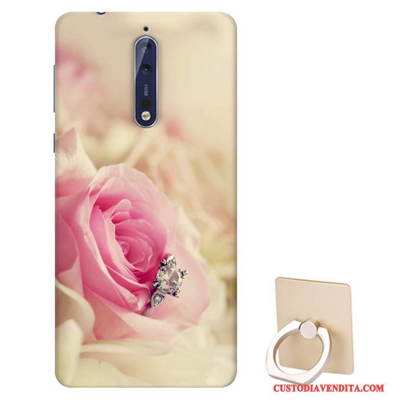 Custodia Nokia 8 Cartone Animato Biancotelefono, Cover Nokia 8 Silicone Macchiati Supporto