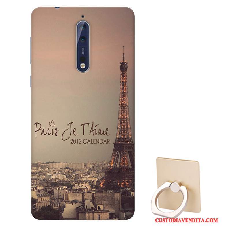 Custodia Nokia 8 Cartone Animato Biancotelefono, Cover Nokia 8 Silicone Macchiati Supporto