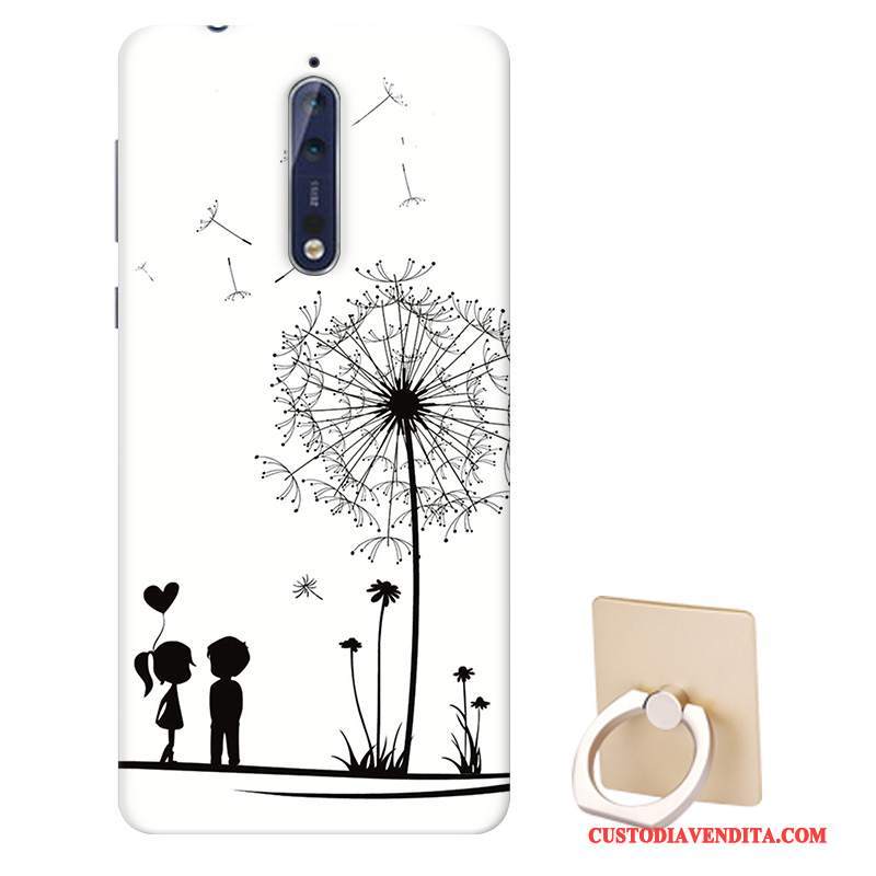 Custodia Nokia 8 Cartone Animato Biancotelefono, Cover Nokia 8 Silicone Macchiati Supporto