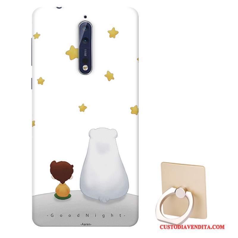 Custodia Nokia 8 Cartone Animato Biancotelefono, Cover Nokia 8 Silicone Macchiati Supporto