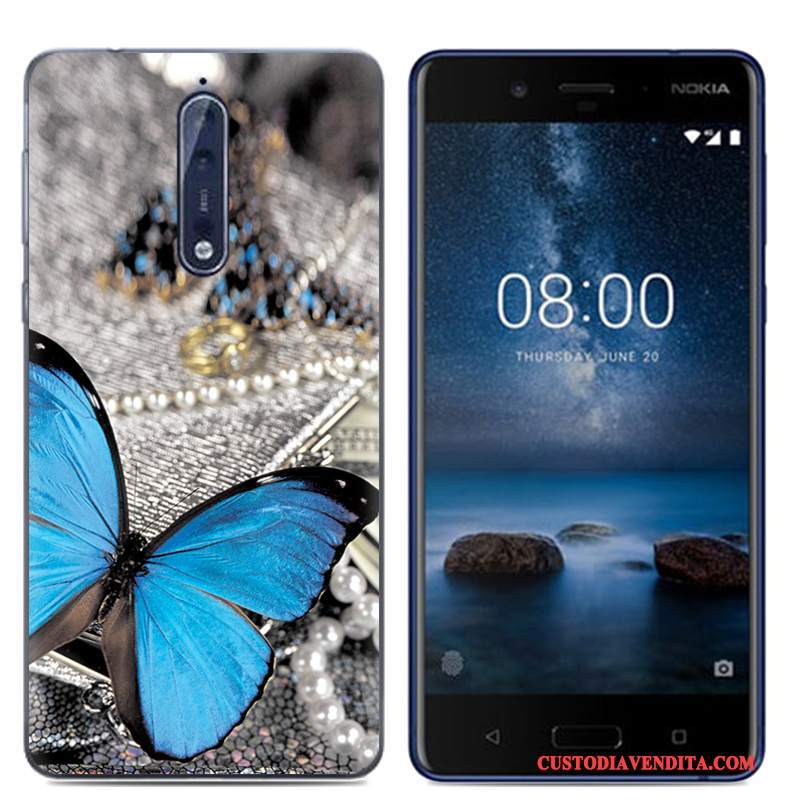 Custodia Nokia 8 Creativo Morbido Bianco, Cover Nokia 8 Cartone Animato Di Personalitàtelefono