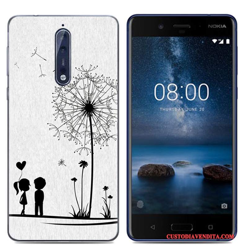 Custodia Nokia 8 Creativo Morbido Bianco, Cover Nokia 8 Cartone Animato Di Personalitàtelefono