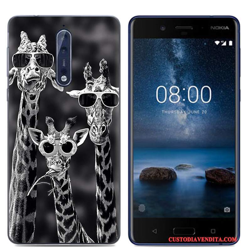 Custodia Nokia 8 Creativo Morbido Bianco, Cover Nokia 8 Cartone Animato Di Personalitàtelefono