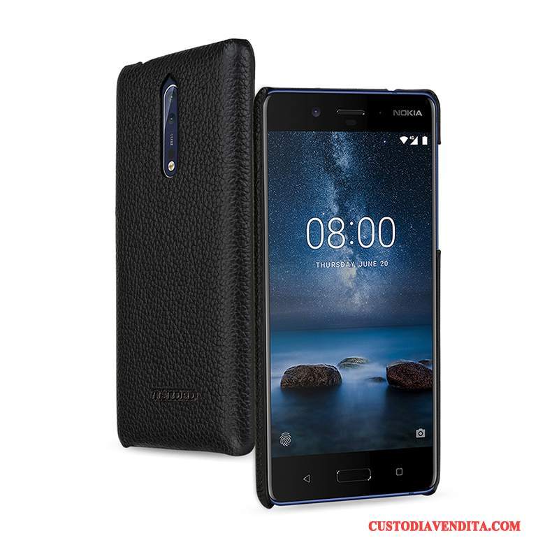 Custodia Nokia 8 Pelle Telefono Verde, Cover Nokia 8 Protezione Anti-caduta