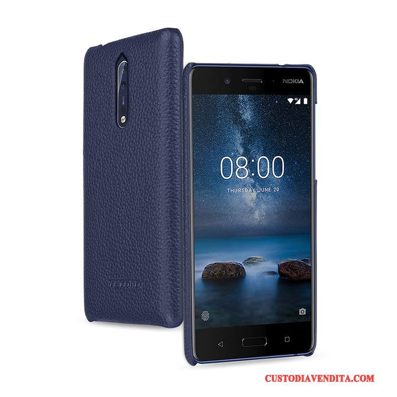 Custodia Nokia 8 Pelle Telefono Verde, Cover Nokia 8 Protezione Anti-caduta