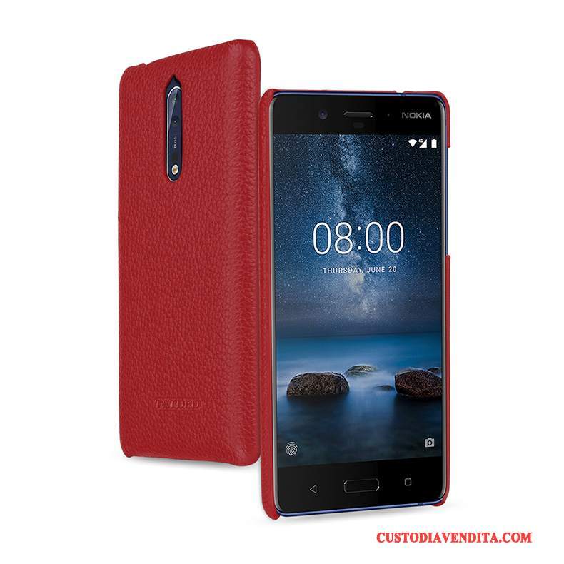 Custodia Nokia 8 Pelle Telefono Verde, Cover Nokia 8 Protezione Anti-caduta