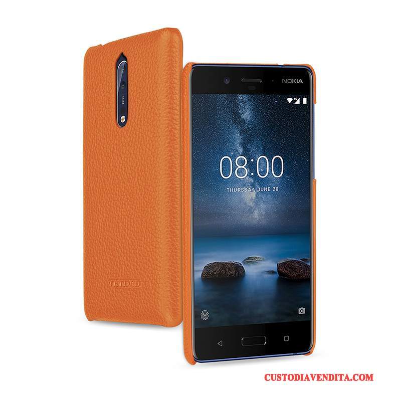 Custodia Nokia 8 Pelle Telefono Verde, Cover Nokia 8 Protezione Anti-caduta