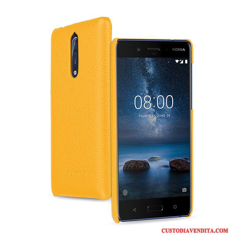 Custodia Nokia 8 Pelle Telefono Verde, Cover Nokia 8 Protezione Anti-caduta