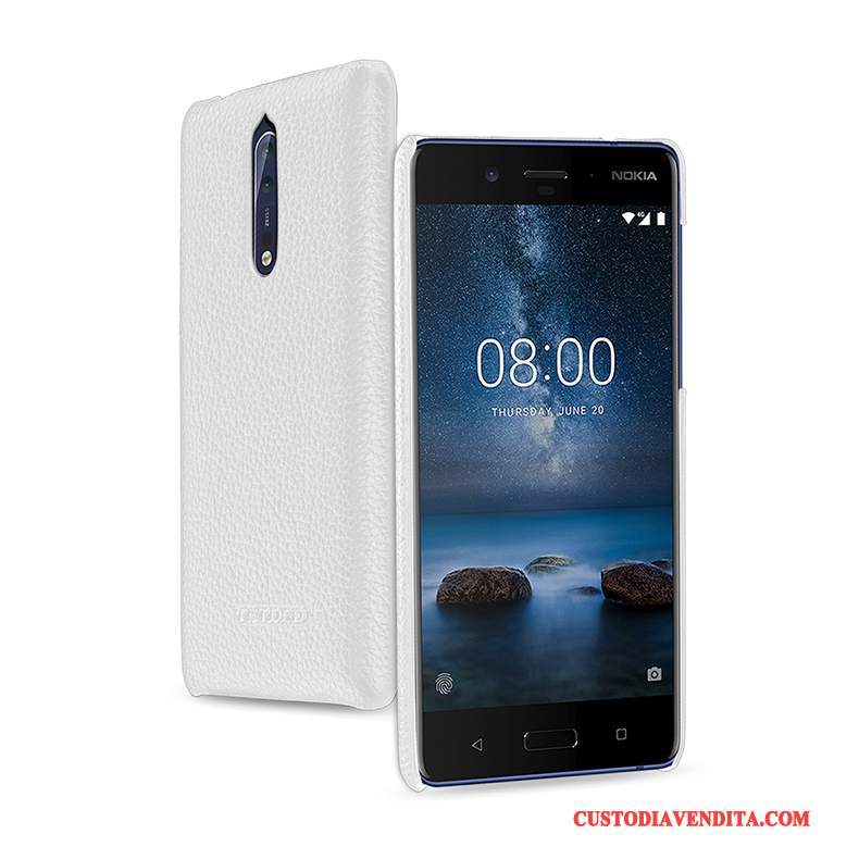 Custodia Nokia 8 Pelle Telefono Verde, Cover Nokia 8 Protezione Anti-caduta