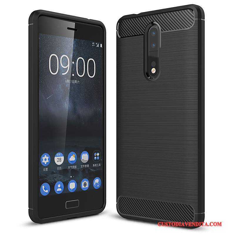 Custodia Nokia 8 Protezione Rosso Morbido, Cover Nokia 8 Tutto Incluso Fibra