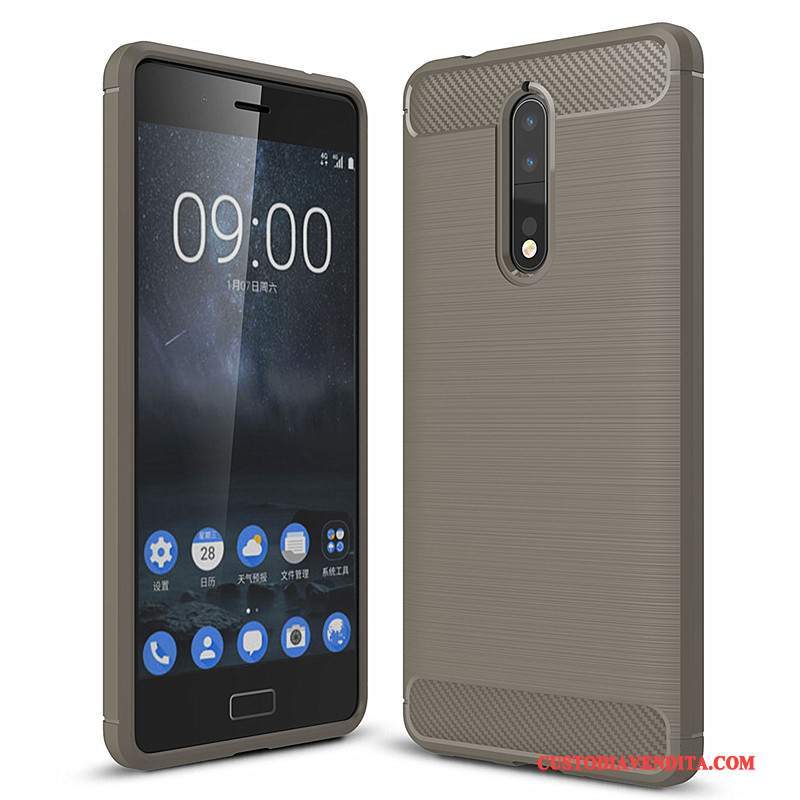 Custodia Nokia 8 Protezione Rosso Morbido, Cover Nokia 8 Tutto Incluso Fibra