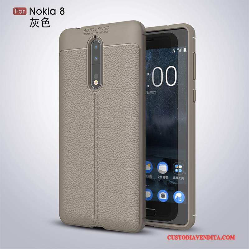 Custodia Nokia 8 Silicone Telefono Morbido, Cover Nokia 8 Protezione Grigio Anti-caduta