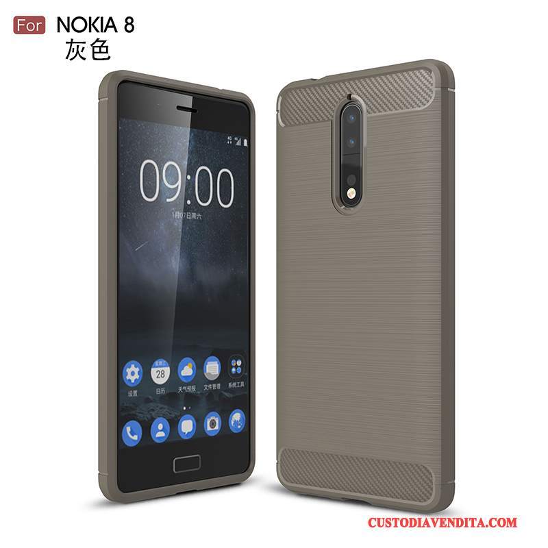 Custodia Nokia 8 Silicone Telefono Morbido, Cover Nokia 8 Protezione Grigio Anti-caduta