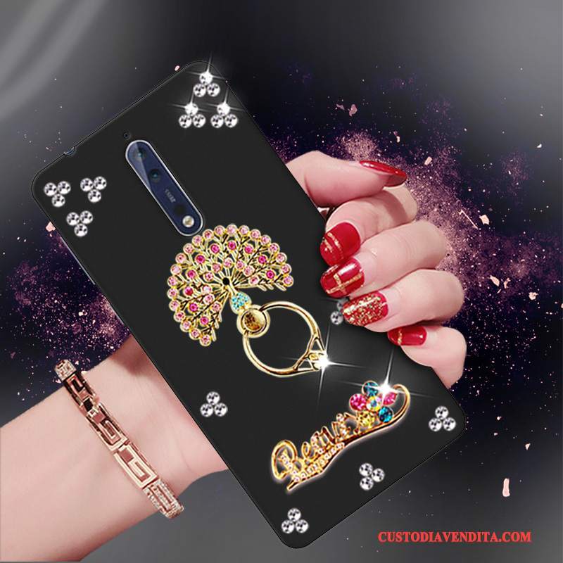 Custodia Nokia 8 Strass Morbido Macchiati, Cover Nokia 8 Silicone Anti-caduta Nero