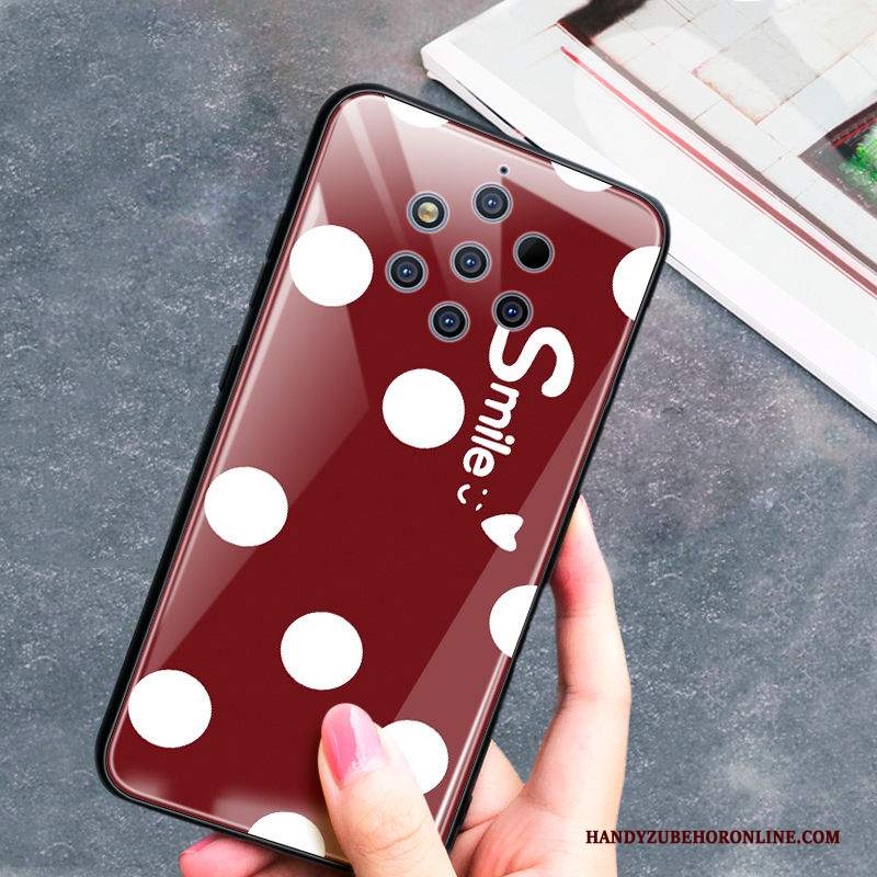 Custodia Nokia 9 Pureview Creativo Net Red Leopardate, Cover Nokia 9 Pureview Protezione Vetro Rosso