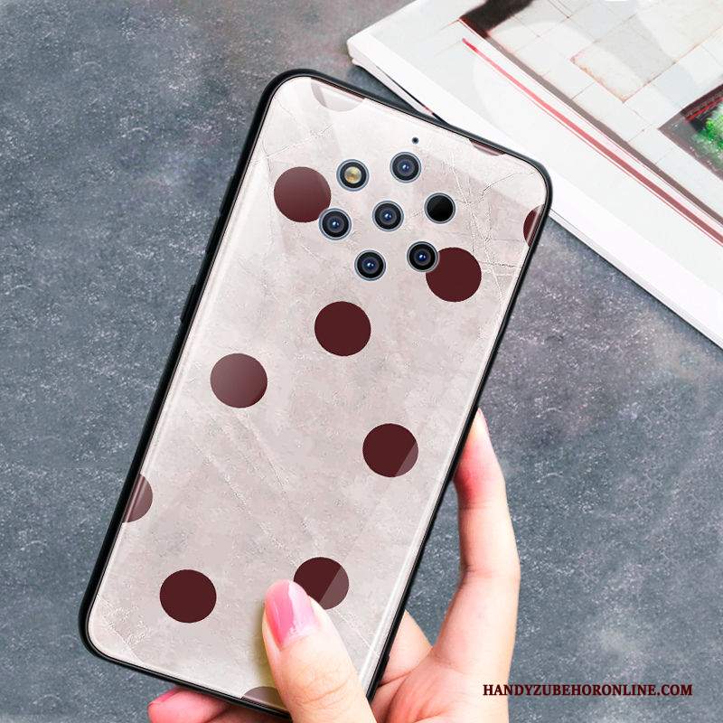 Custodia Nokia 9 Pureview Creativo Net Red Leopardate, Cover Nokia 9 Pureview Protezione Vetro Rosso