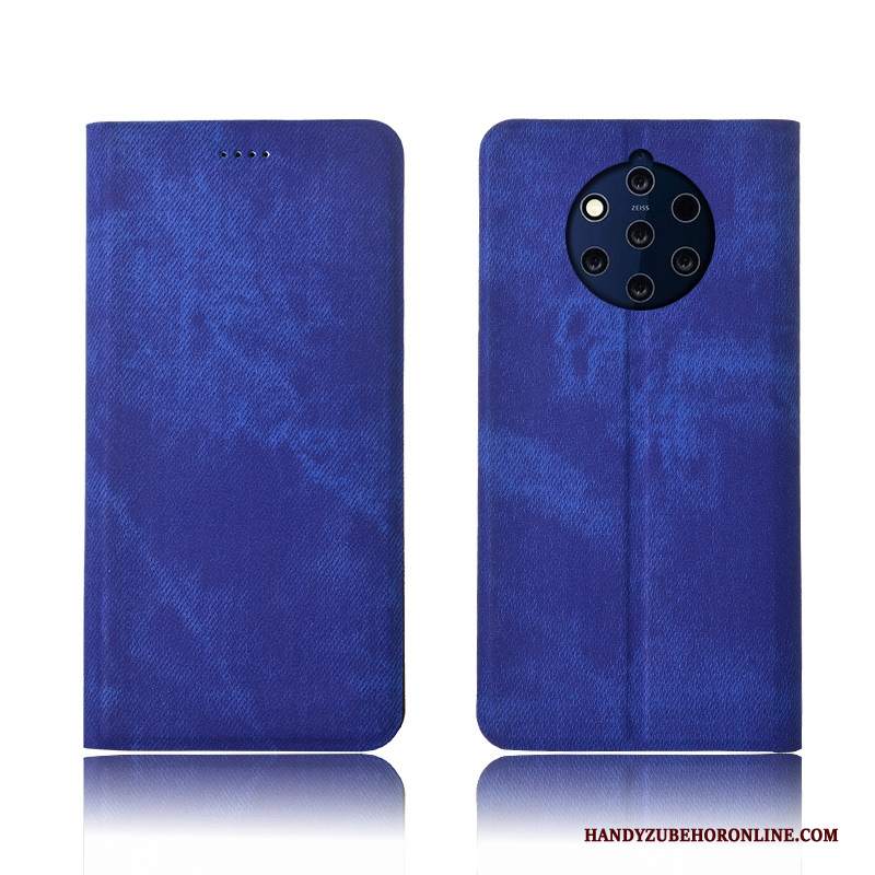 Custodia Nokia 9 Pureview Folio Morbido Anti-caduta, Cover Nokia 9 Pureview Pelle Telefono Denim