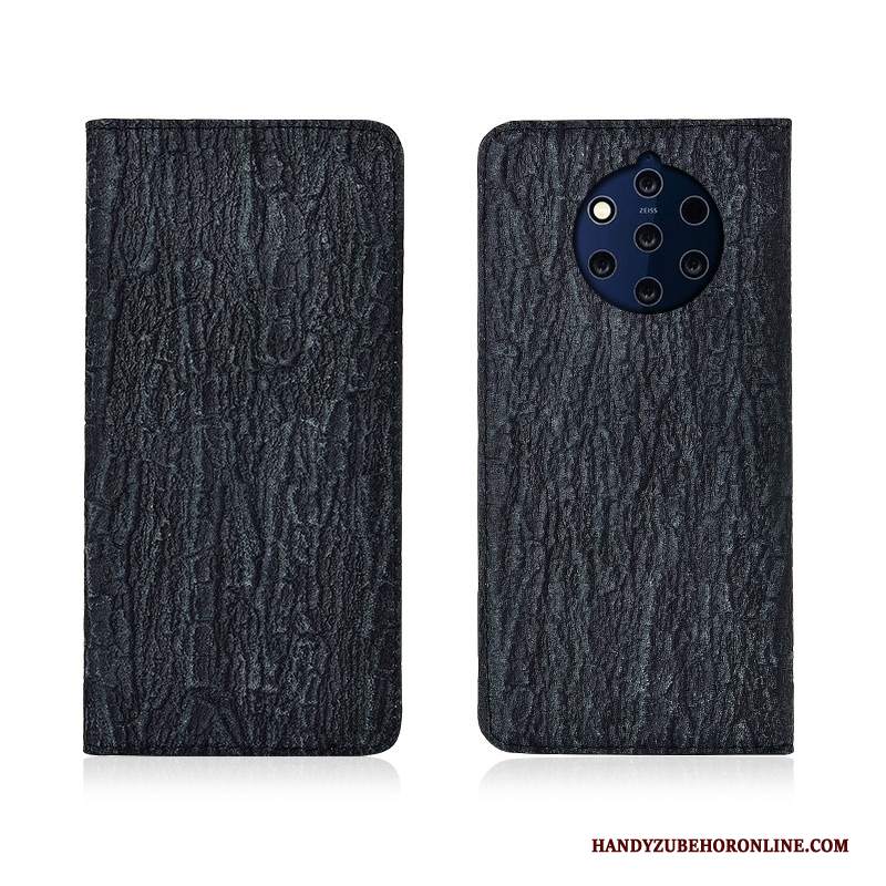 Custodia Nokia 9 Pureview Folio Nuovo Morbido, Cover Nokia 9 Pureview Pelle Blu Anti-caduta