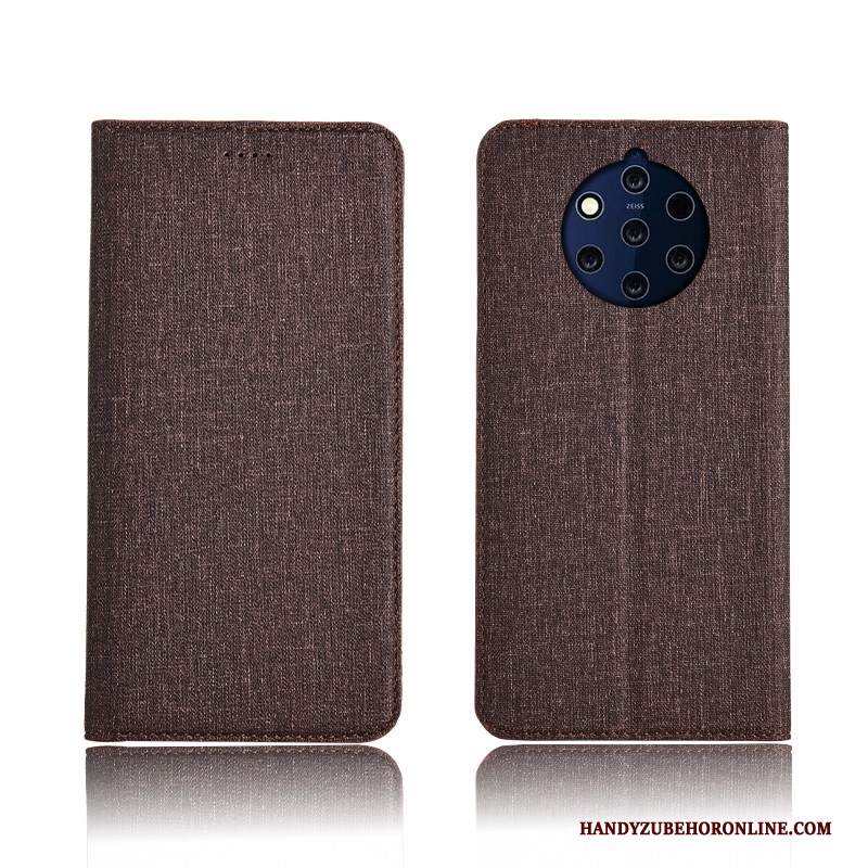 Custodia Nokia 9 Pureview Protezione Cotone E Lino Nuovo, Cover Nokia 9 Pureview Folio Anti-caduta Tutto Incluso