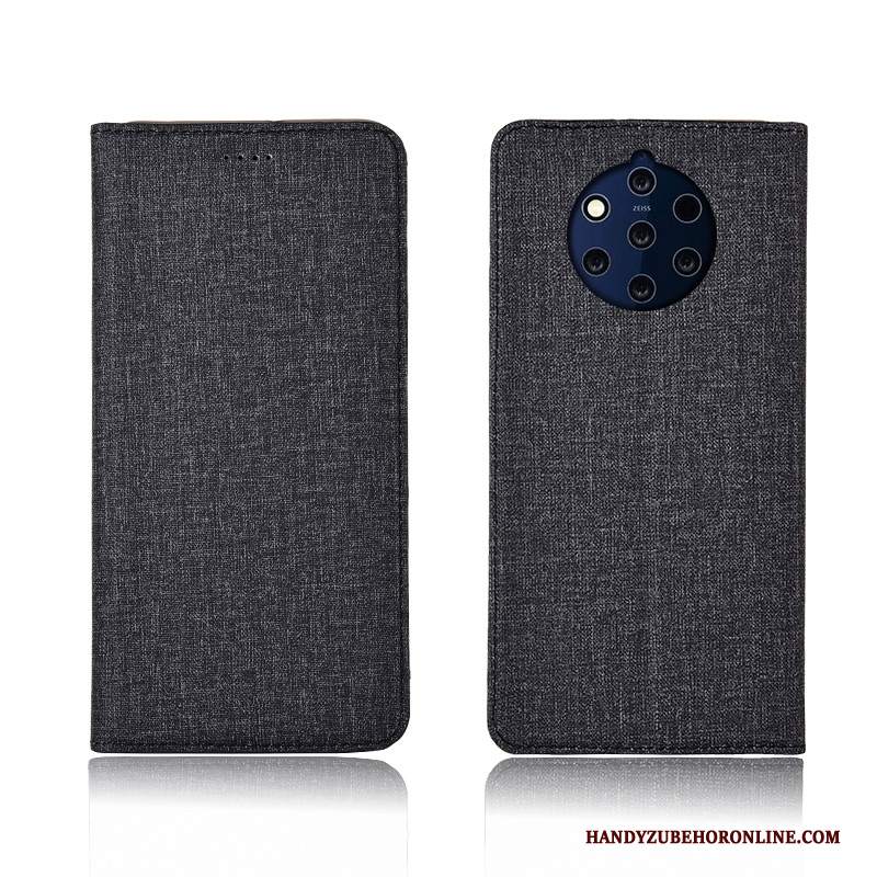 Custodia Nokia 9 Pureview Protezione Cotone E Lino Nuovo, Cover Nokia 9 Pureview Folio Anti-caduta Tutto Incluso