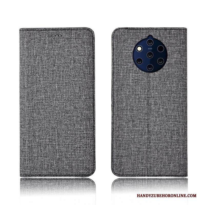 Custodia Nokia 9 Pureview Protezione Cotone E Lino Nuovo, Cover Nokia 9 Pureview Folio Anti-caduta Tutto Incluso