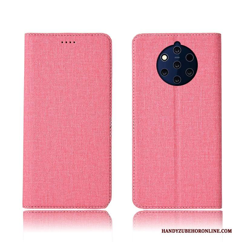 Custodia Nokia 9 Pureview Protezione Cotone E Lino Nuovo, Cover Nokia 9 Pureview Folio Anti-caduta Tutto Incluso